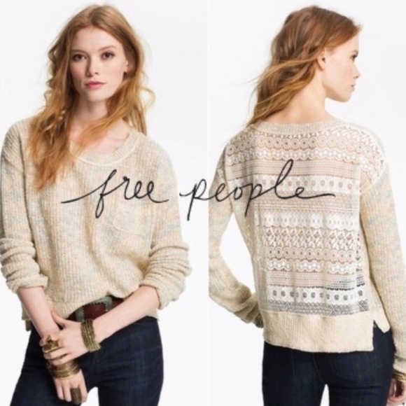 Free People Sweaters - Free People Sweet Jane Lace Back Pullover XS